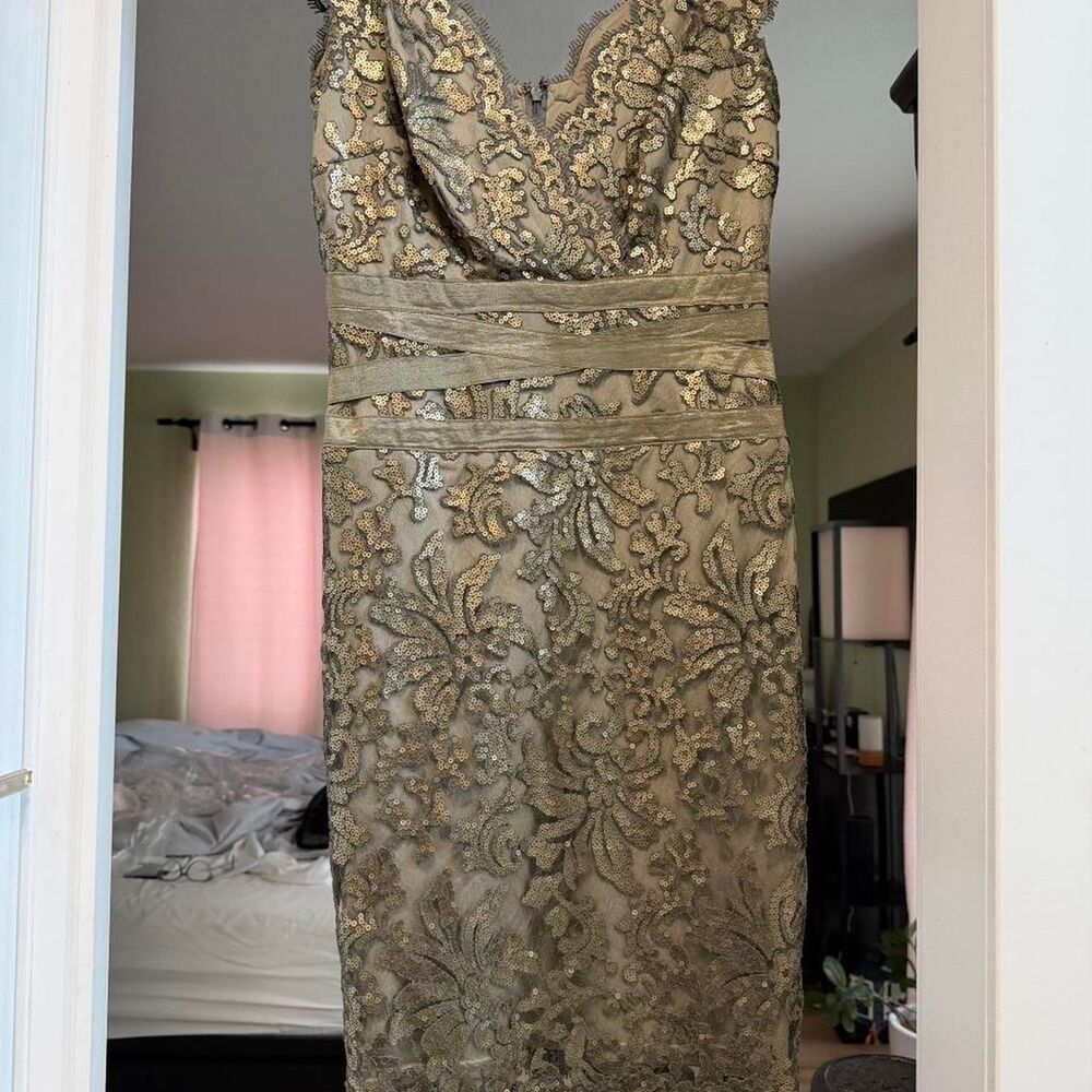 Tadashi-shoji Women's Gold and Khaki Dress